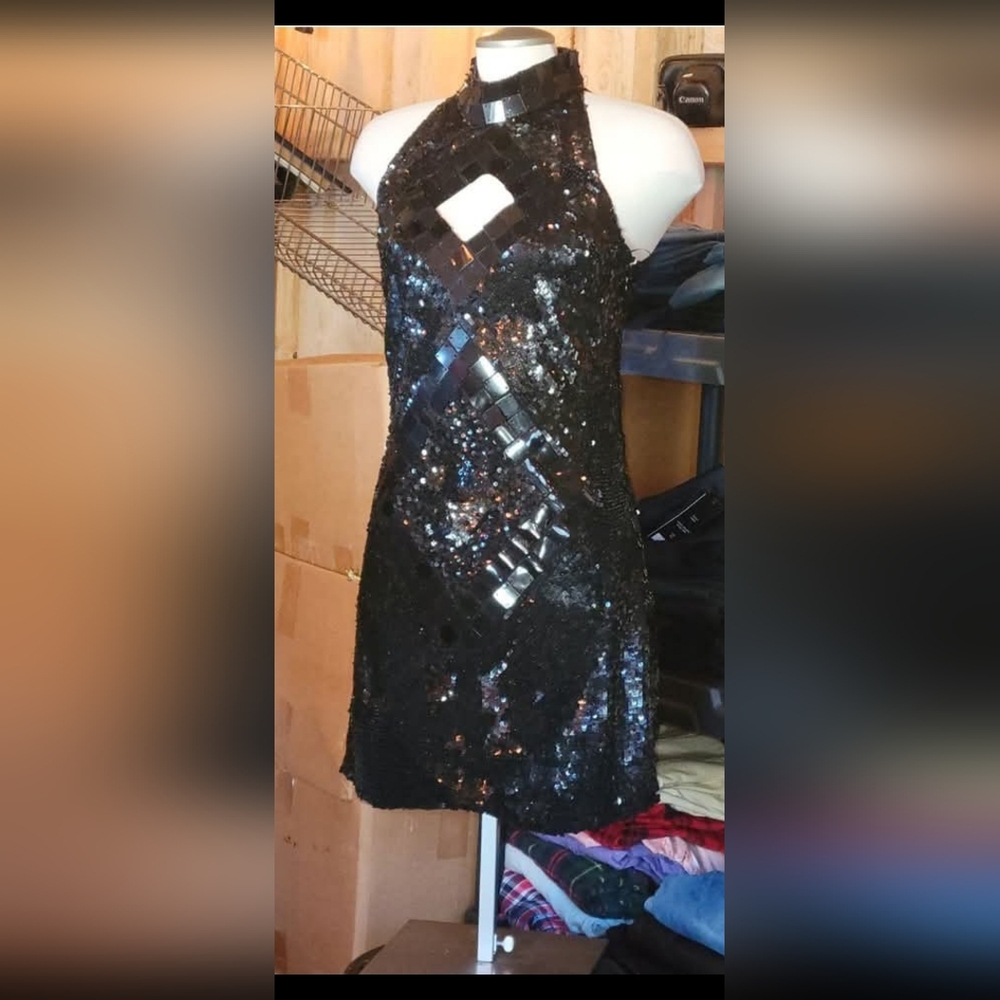 Arden B. Elegant Black Dress with Beaded Detail